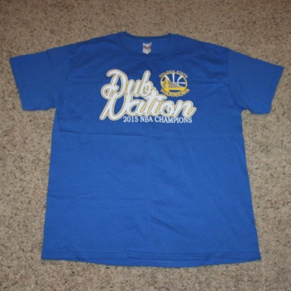 Golden State Warrior Dub Nation Large blue t-shirt 2015 NBA Champions